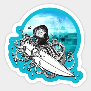 Surfing Octopus Sticker